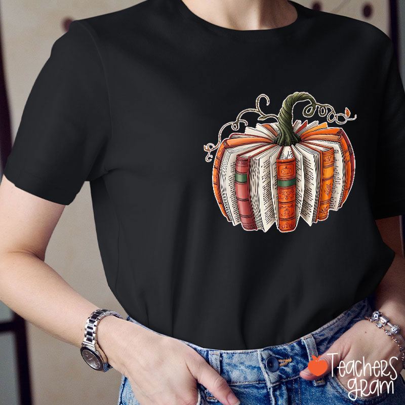 Pumpkin Book Teacher T-Shirt