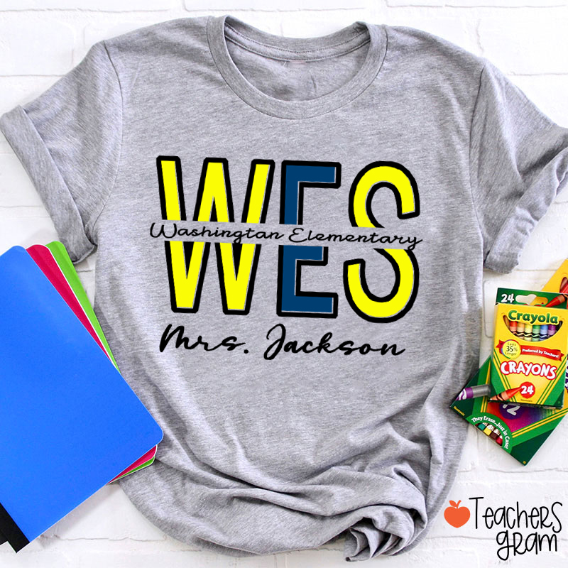 Personalized School Name Abbreviation School Color Teacher T-Shirt