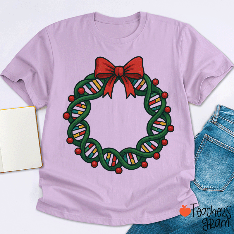 DNA Double Helix Christmas Teacher T-Shirt