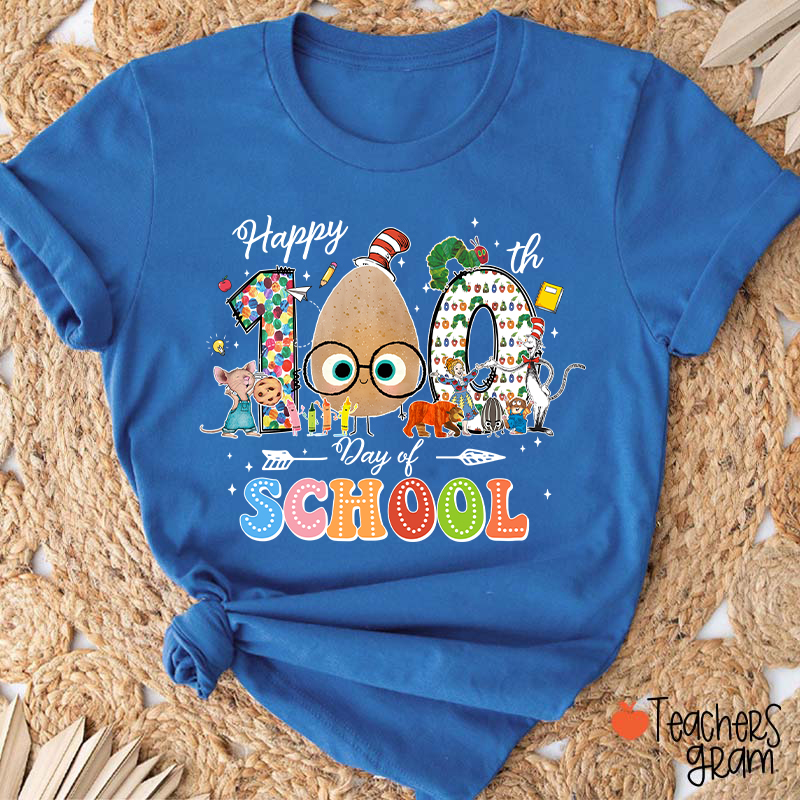 Children's Books Happy 100 Days Of School Teacher T-Shirt