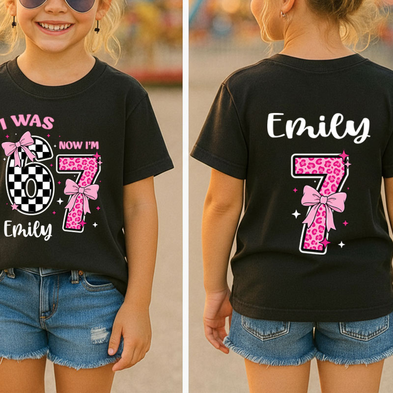 Personalized Name I Was 6 Now I'm 7 Class Two Sided T-Shirt