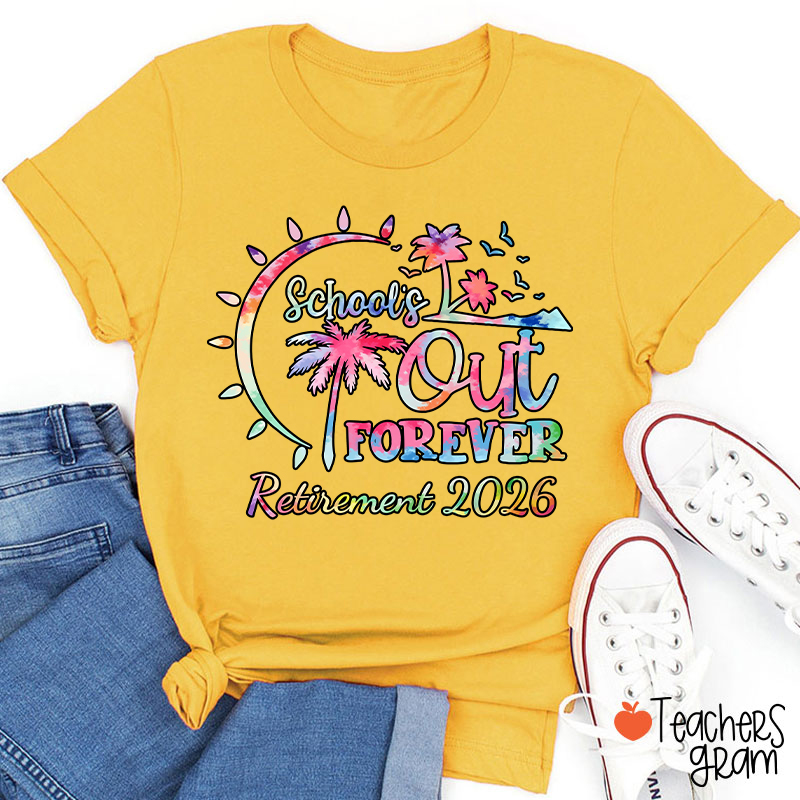 Personalized Tie Dye Style Retirement Teacher T-Shirt