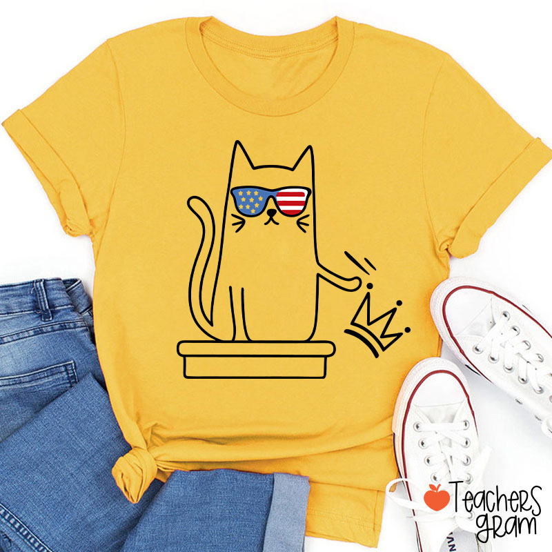 Cat No Kings In America Teacher T-Shirt