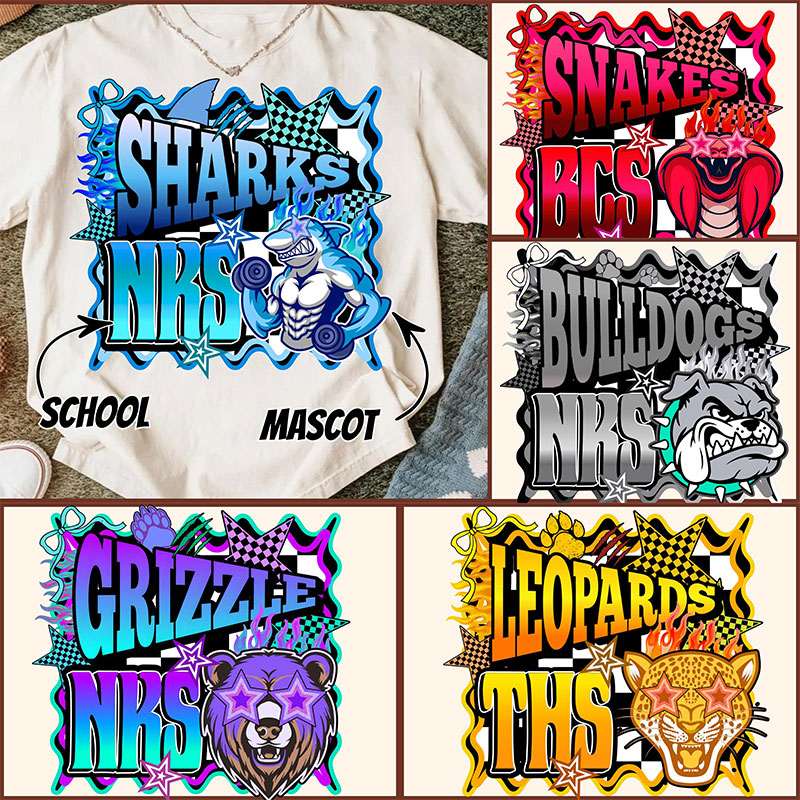 Personalized Mascot Wearing Sunglasses Checkerboard And Flame Teacher T-Shirt