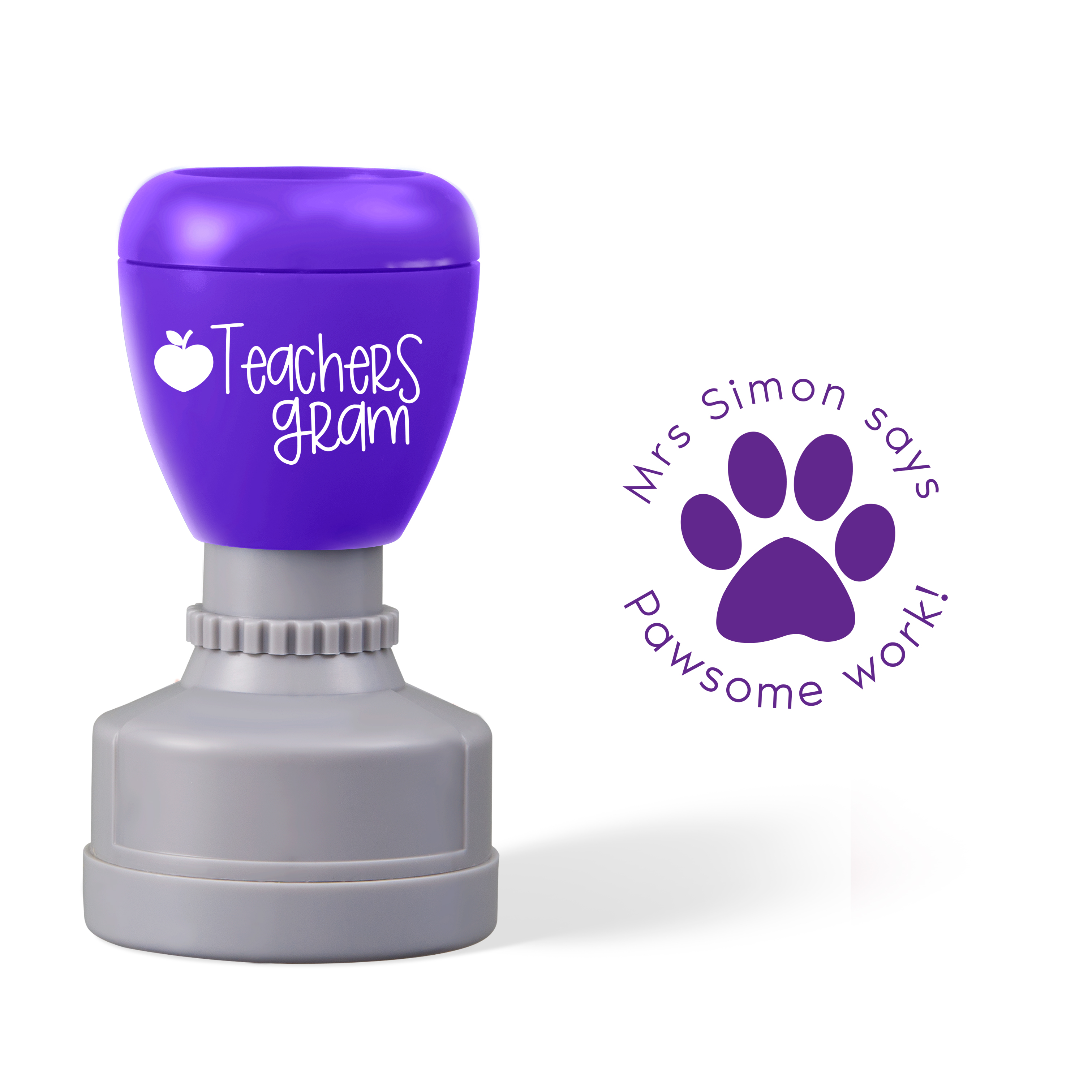Personalized Pawsome Work Teacher Stamp