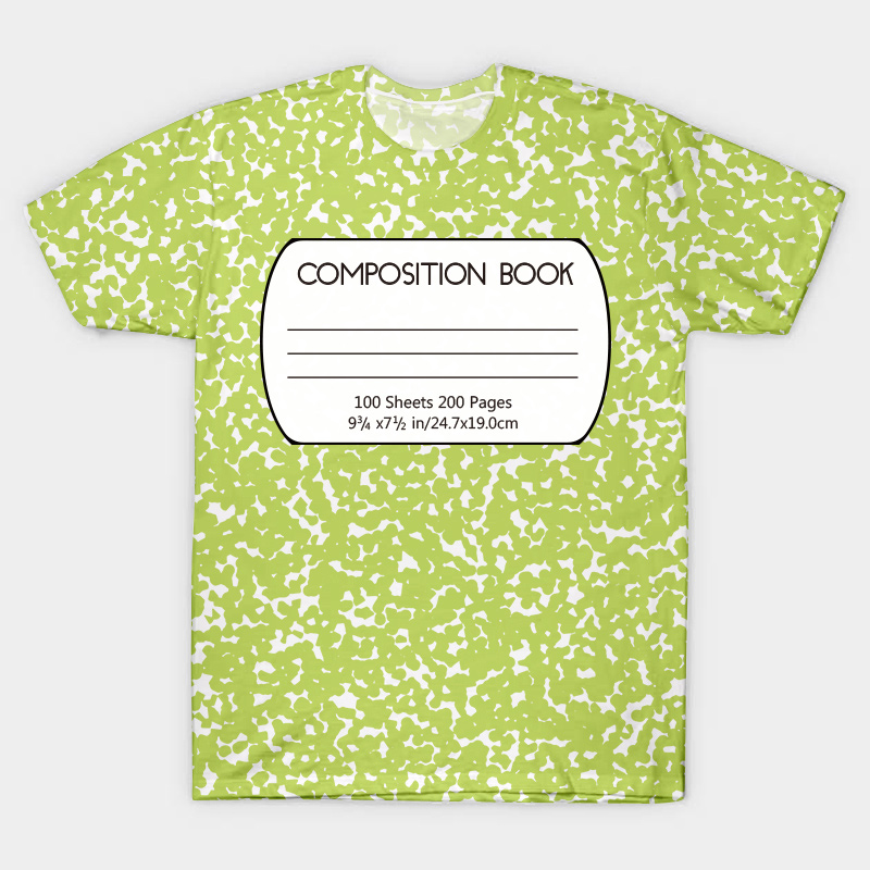 Green Composition Book Teacher Printed T-Shirt