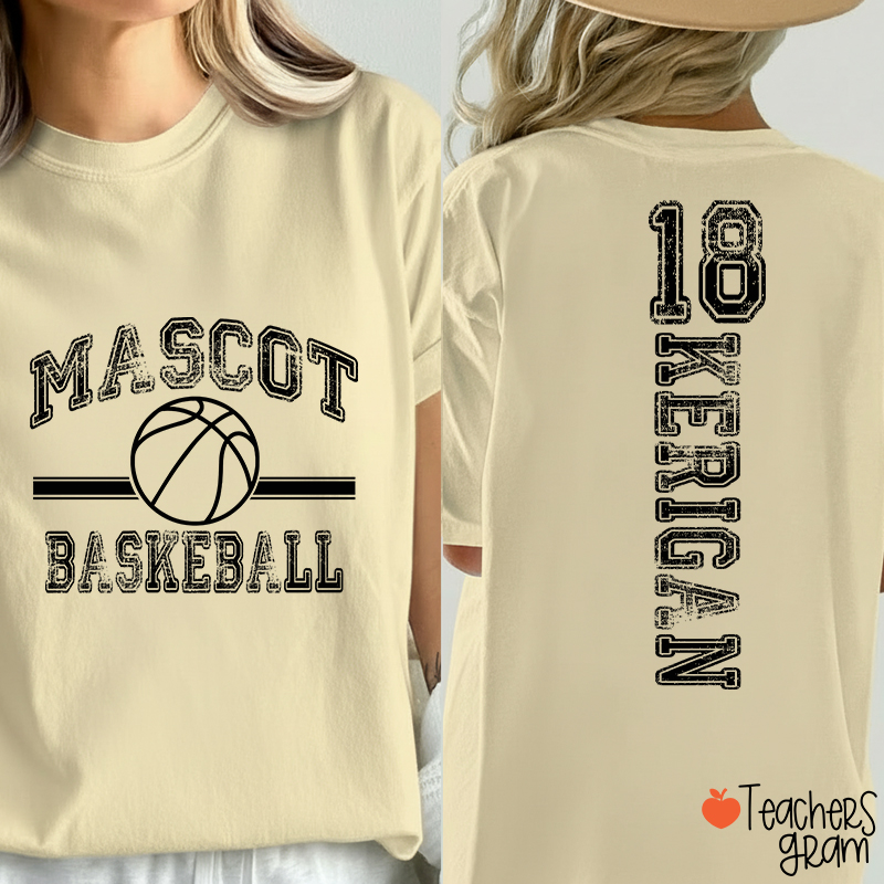 Personalized Mascot Vintage Sport Theme Teacher Two Sided T-Shirt