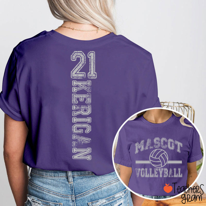 Personalized Mascot Vintage Sport Theme Teacher Two Sided T-Shirt