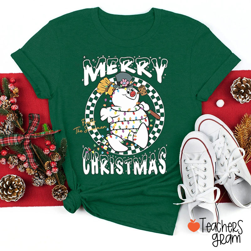 Frosty The Snowman Merry Christmas Teacher T-Shirt