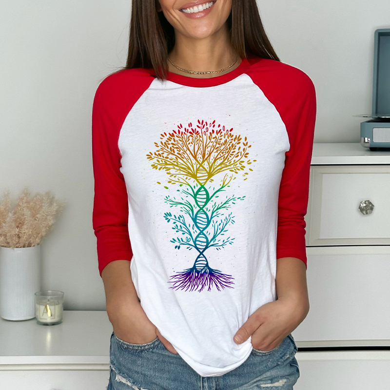 DNA Tree Of Life Teacher Raglan Long Sleeve T-Shirt