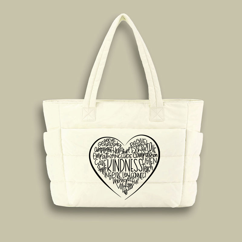 Kindness Teach Smile Teacher Puffy Tote Bag