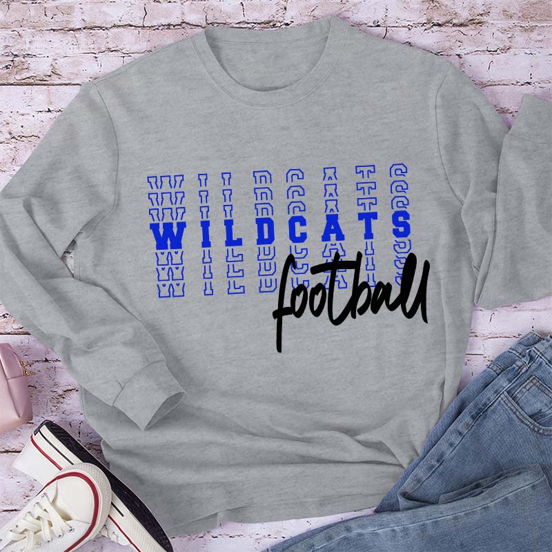 Personalized Mascot Text Stacking Teacher Long Sleeve T-Shirt