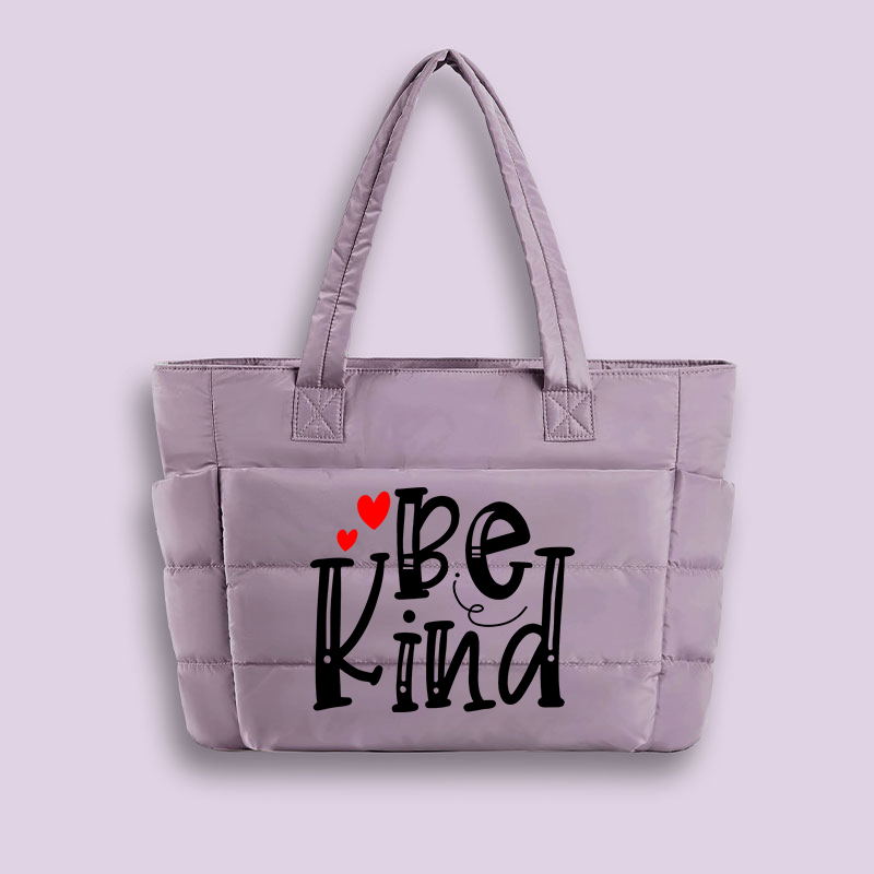 Be Kind Red Heart Teacher Puffy Tote Bag