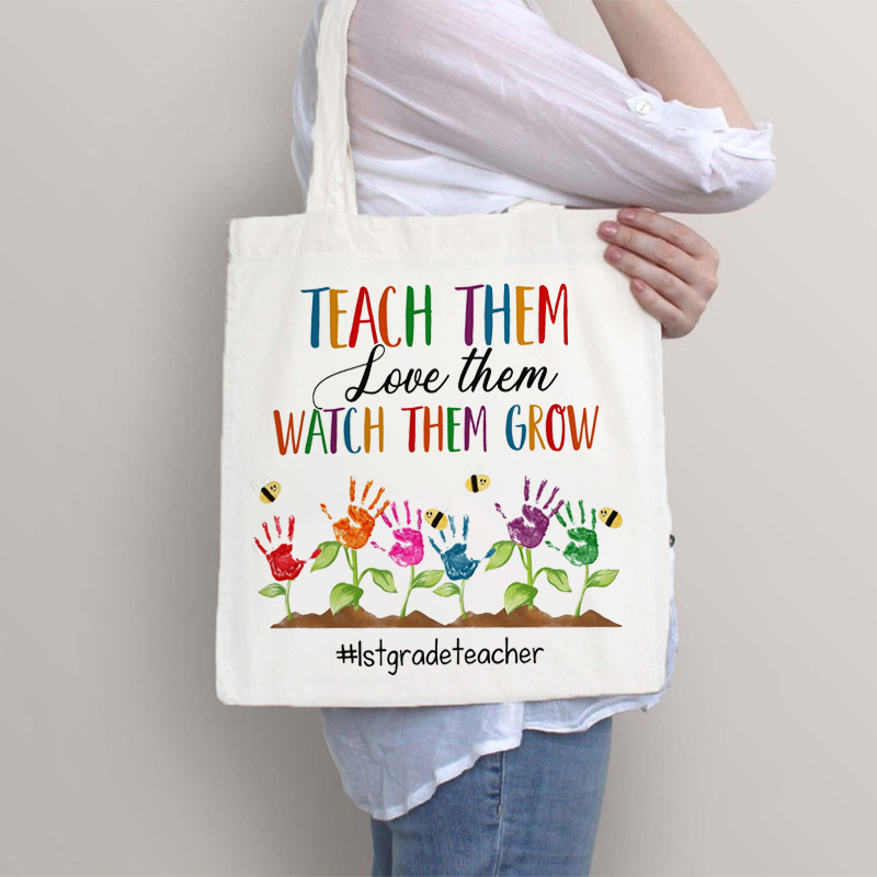 Personalized Love Them And Nurture Them To Grow Teacher Tote Bag
