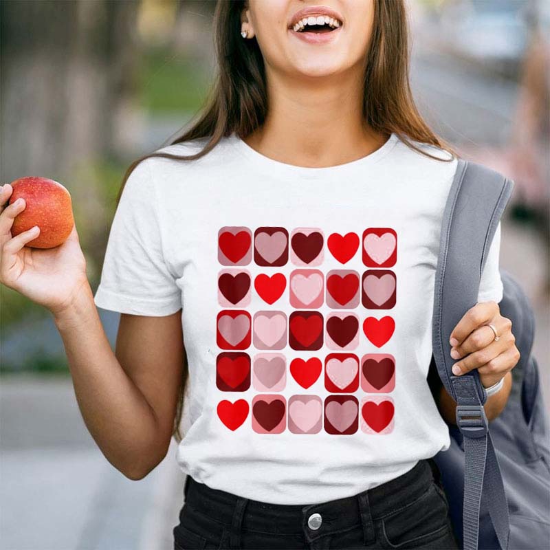 Valentine Patchwork Teacher T-Shirt