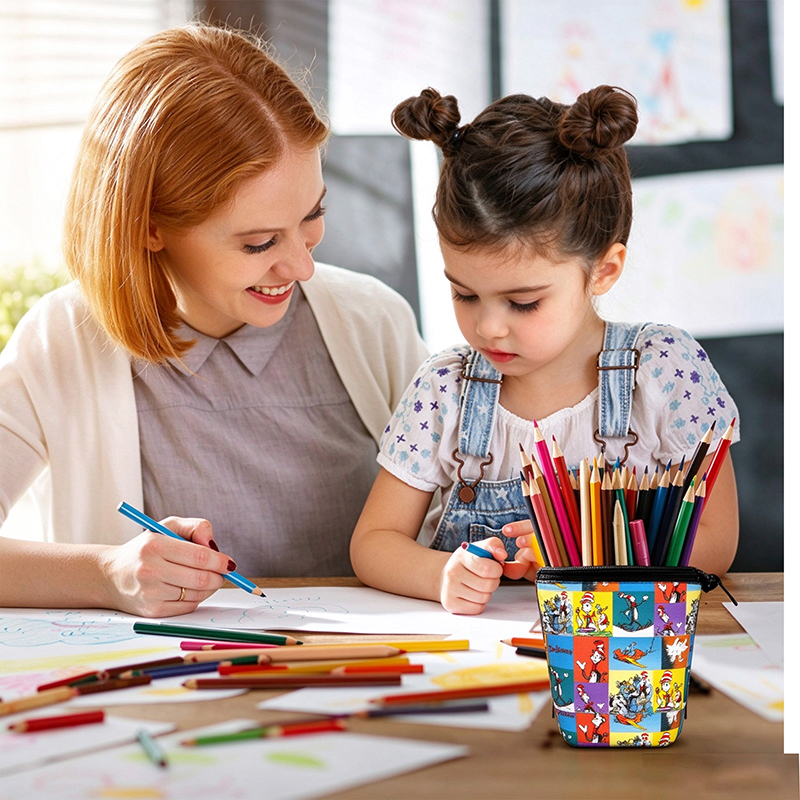 Hat Cat And The Elephant Teacher Pop-Up Standing Pencil Case