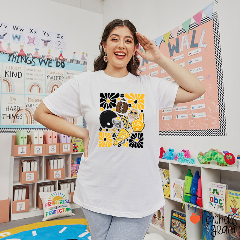 Personalized Sport Boho Floral Game Day Teacher T-Shirt