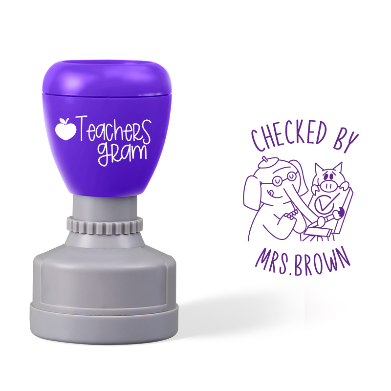 Personalized Name Checked By Teacher Stamp