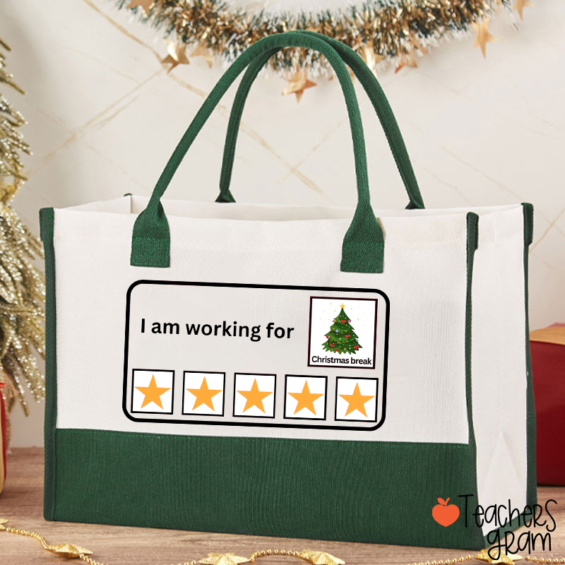I Am Working For Christmas Break Teacher Cotton Tote Bag