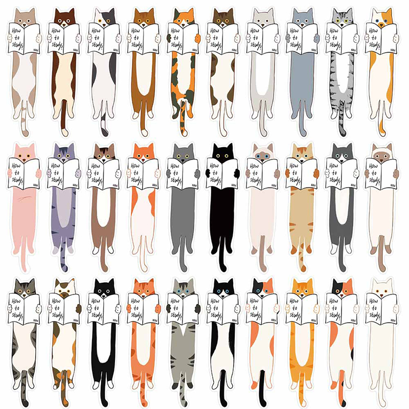 30PCS How To Study Cute Cat Teacher Bookmark