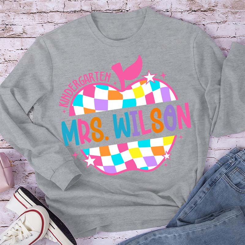 Personalized Pencil Name Teacher Long Sleeve T-Shirt