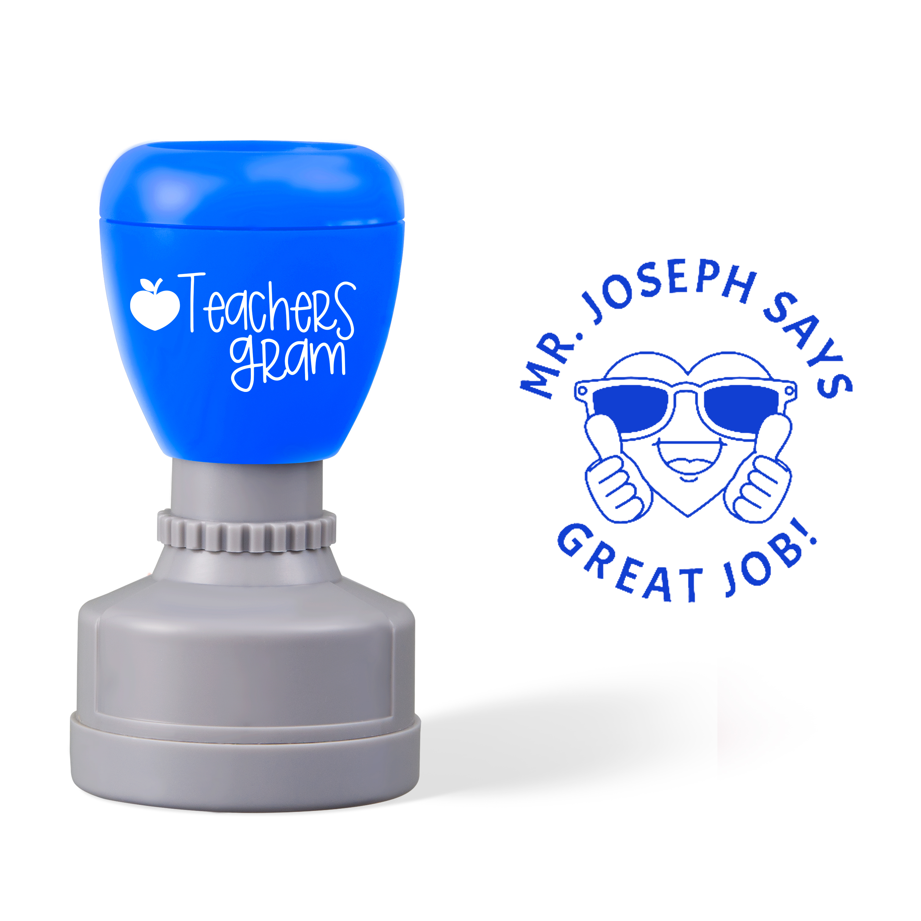 Personalized Name Great Job Cool Face Teacher Stamp