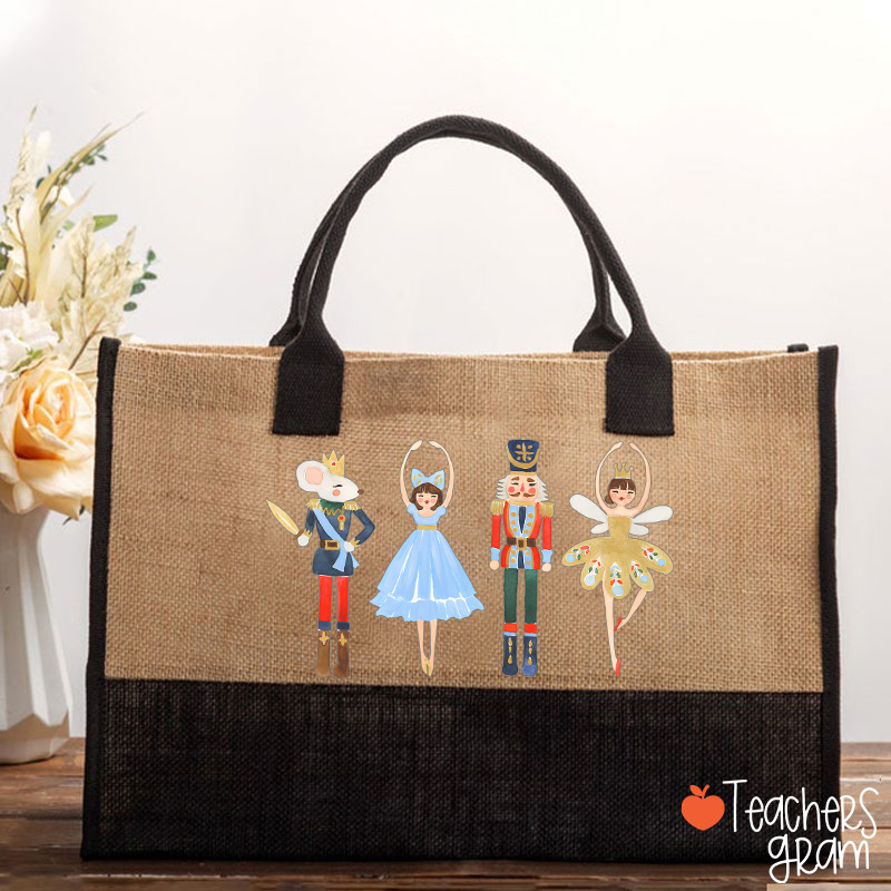 Nutcracker Merry Christmas Dance Teacher Cotton Tote Bag