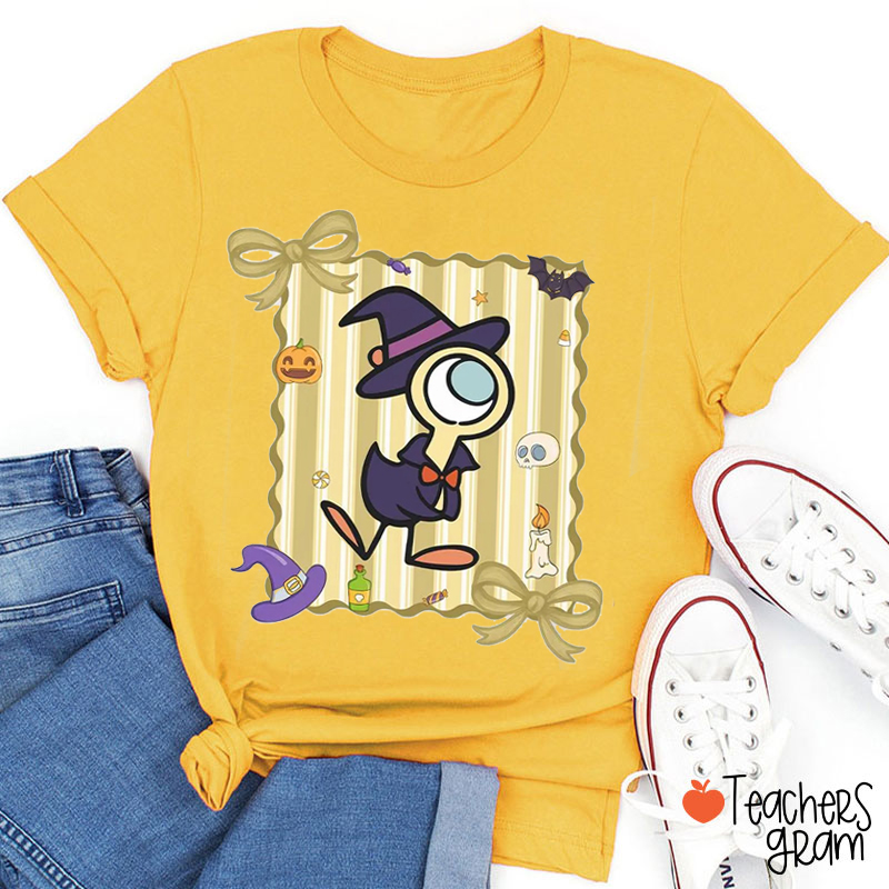 Personalized Coquette Bow Halloween Children's Book Teacher T-Shirt