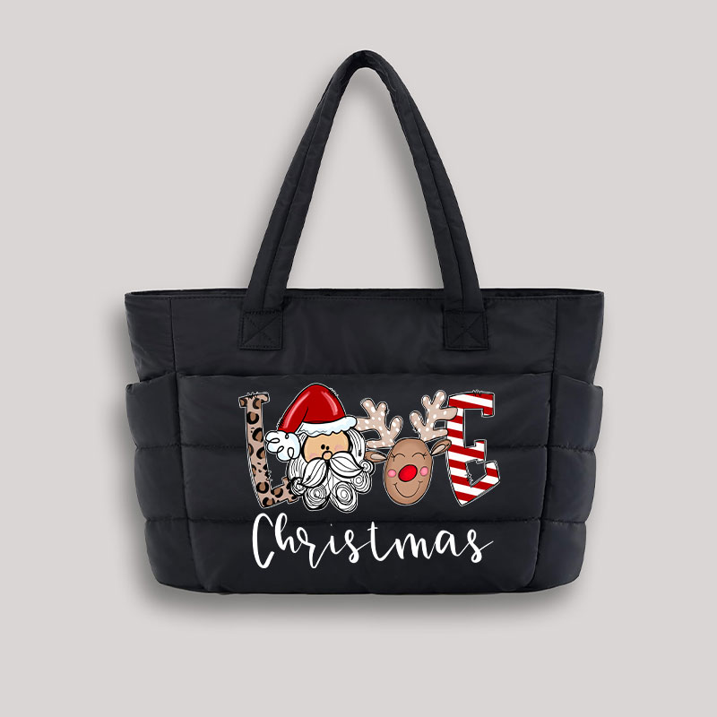 Love Christmas Teacher Puffy Tote Bag