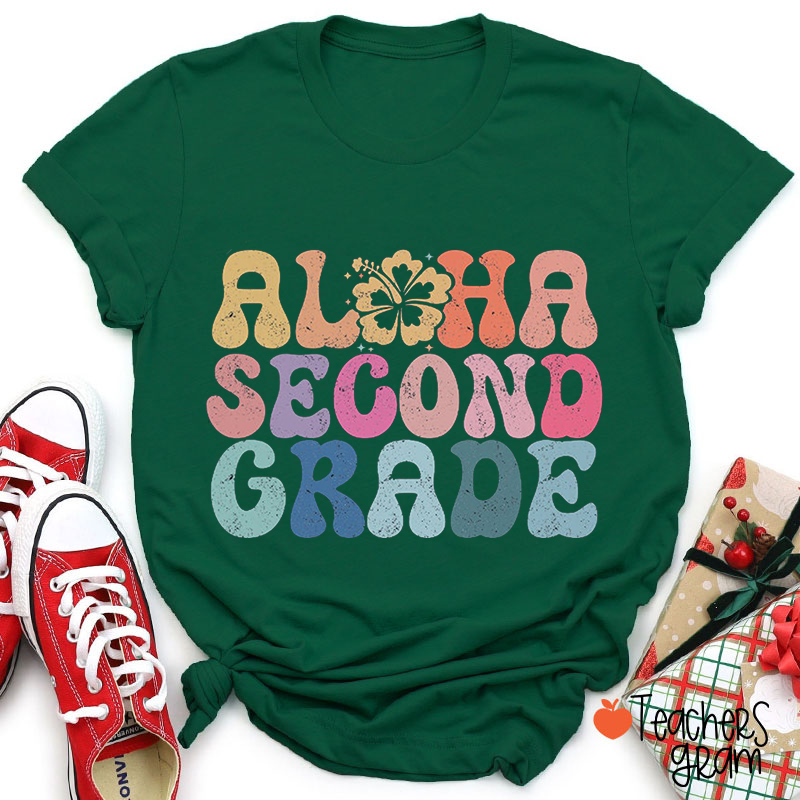 Personalized Grade Flowers Bubbles Colorful Teacher T-Shirt