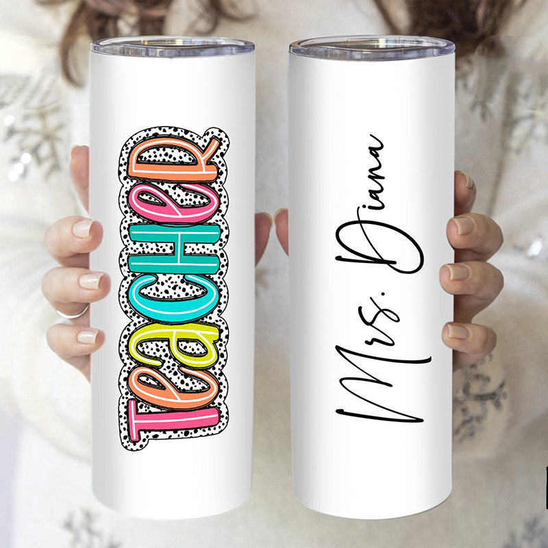Personalized Name Flower Teacher Tumbler