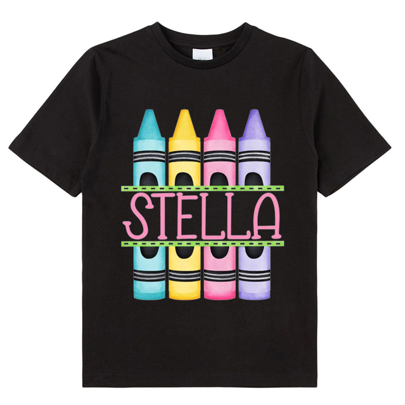 Personalized Welcome Back To School Colorful Crayon Kid T-Shirt