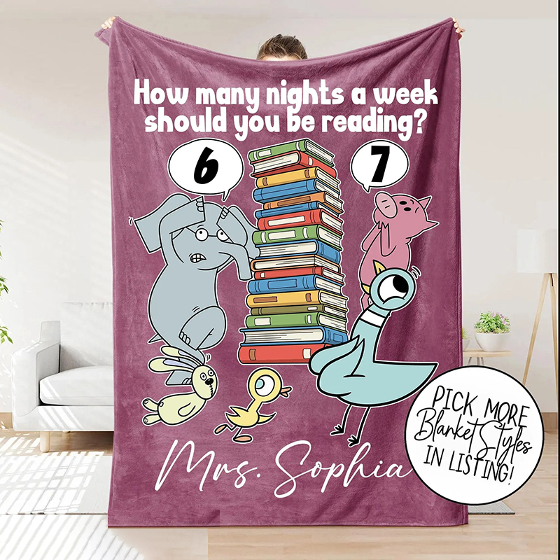 Personalized Name Funny Six Seven Reading Teacher Blanket