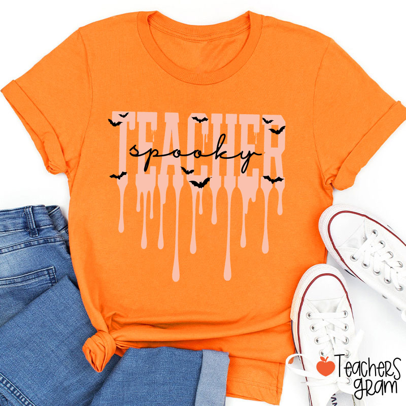 Spooky Teacher Drip Teacher T-Shirt
