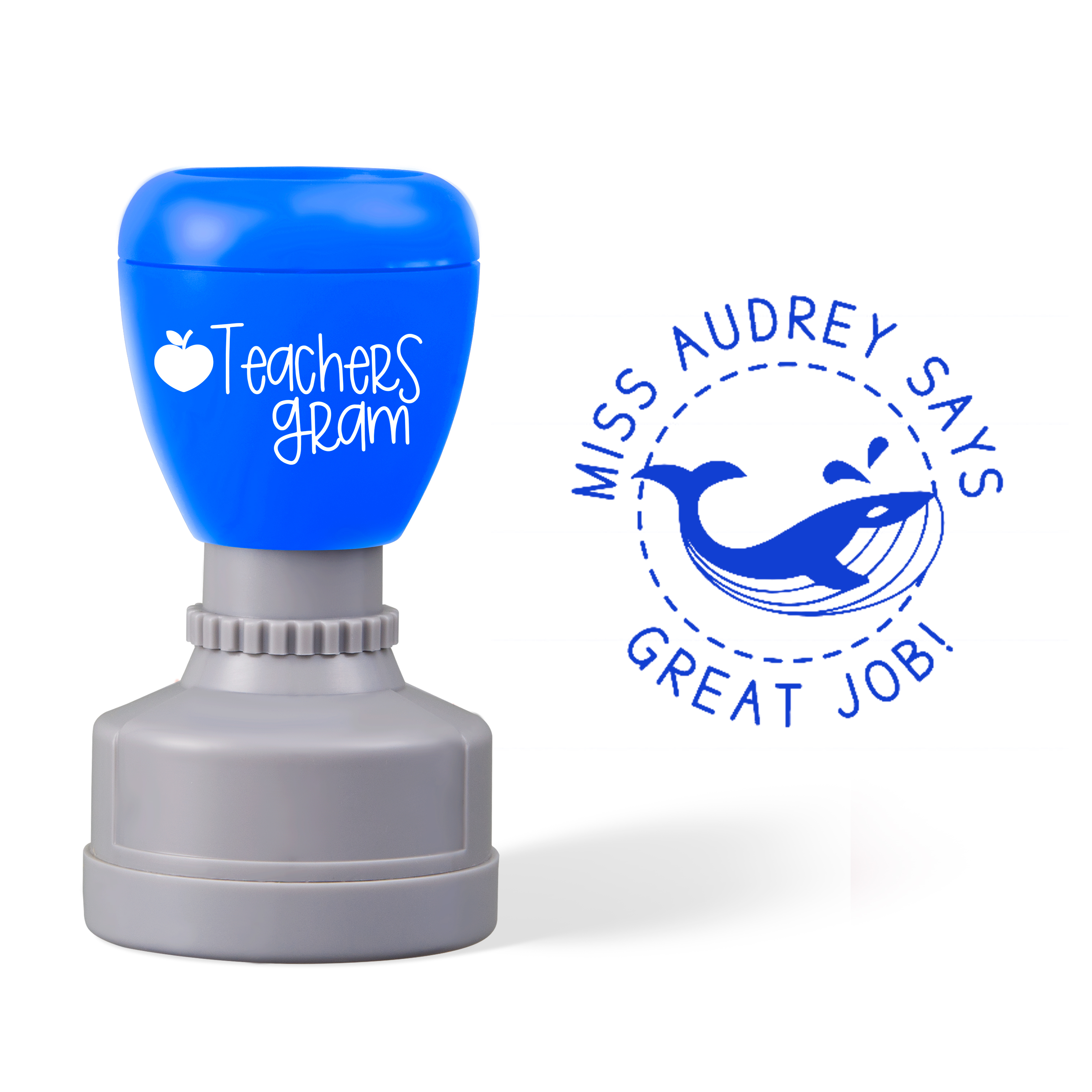 Personalized Name Great Job Whale Teacher Stamp