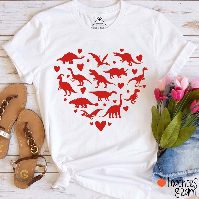 Dinosaur Heart Teacher T-Shirt