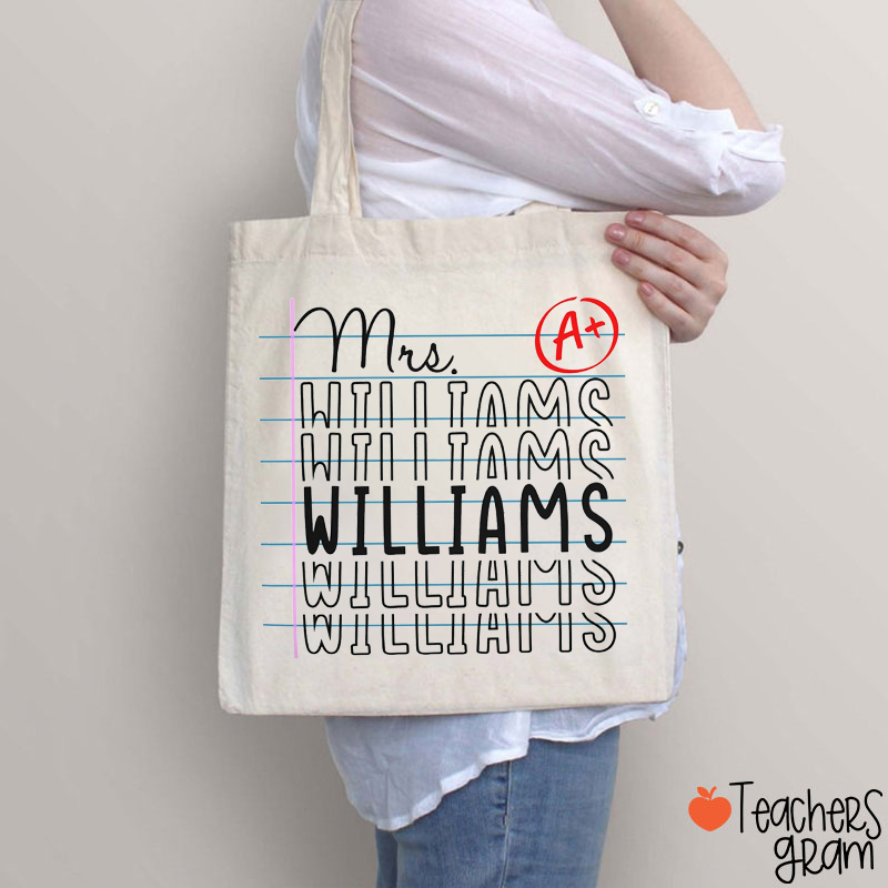 Personalized Name Notebook Teacher Tote Bag