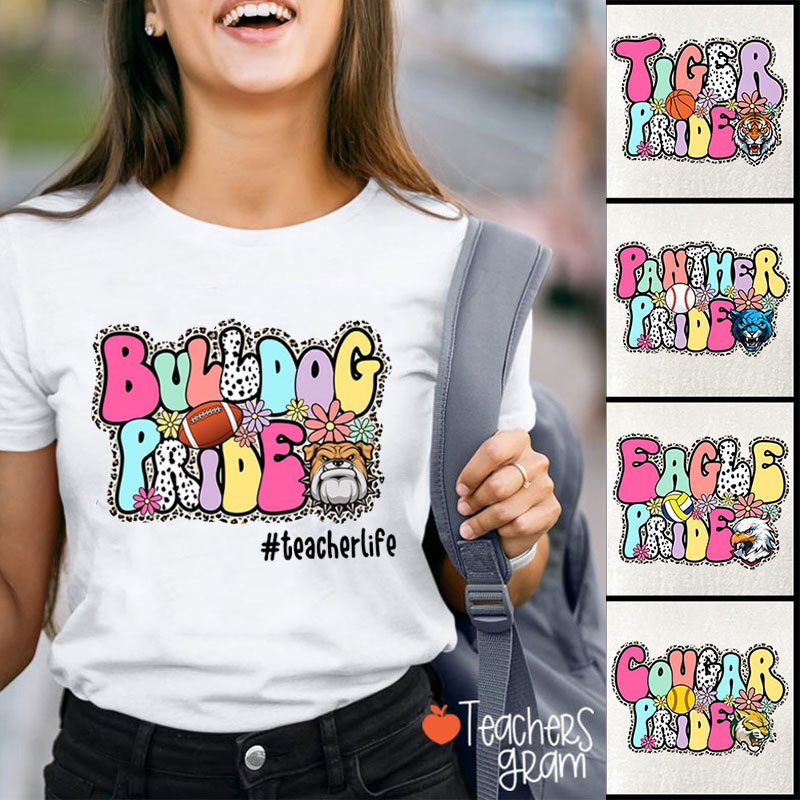 Personalized Leopard School Mascot Icon Teacher T-Shirt