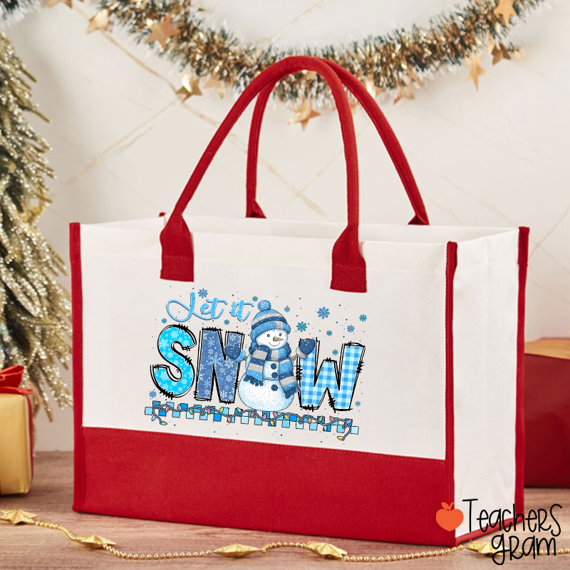 Let It Snow Cute Snowman Teacher Cotton Tote Bag