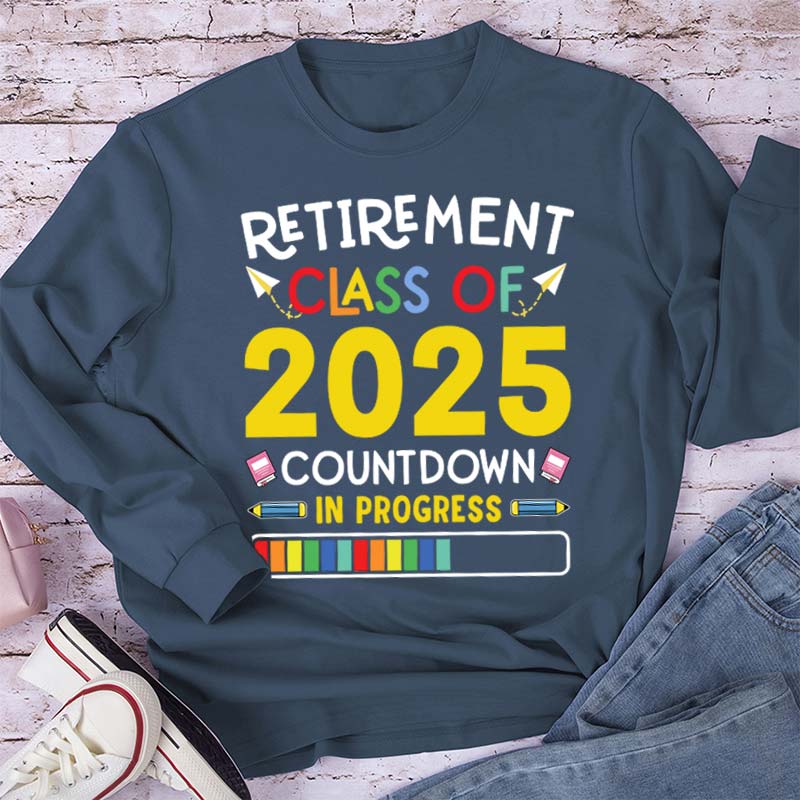 Personalized Countdown On Progress Retirement Teacher Long Sleeve T-Shirt