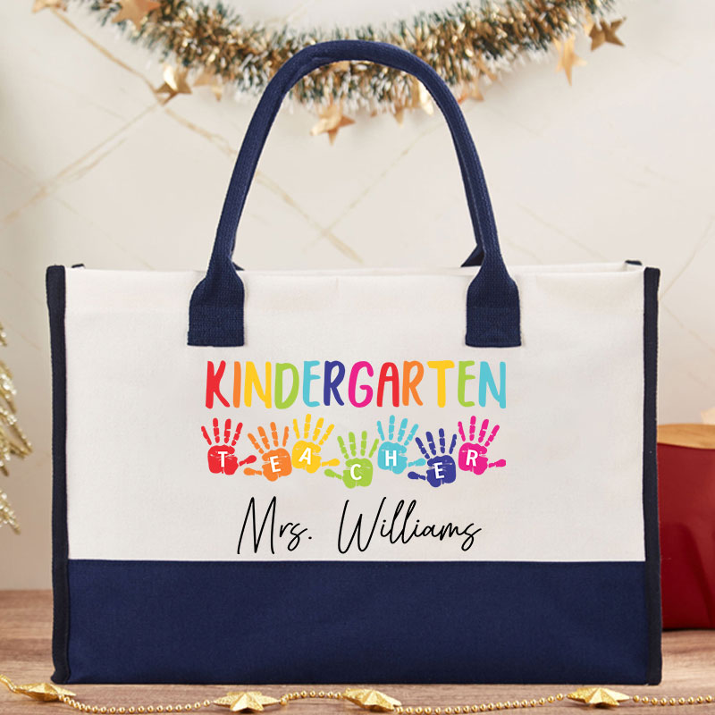 Personalized Students' Palms Teacher Cotton Tote Bag