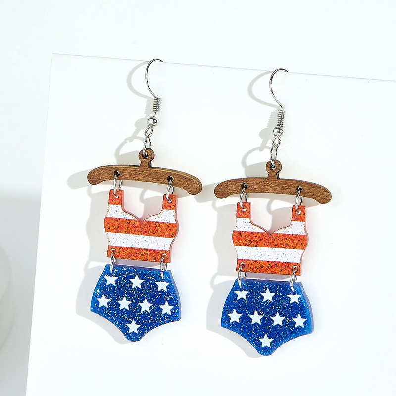 Bikini-Shaped Striped Teacher Acrylic Earrings