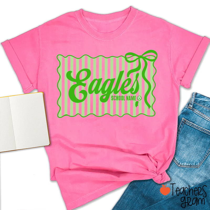 Personalized Retro Stripe Cheer Team Teacher T-Shirt