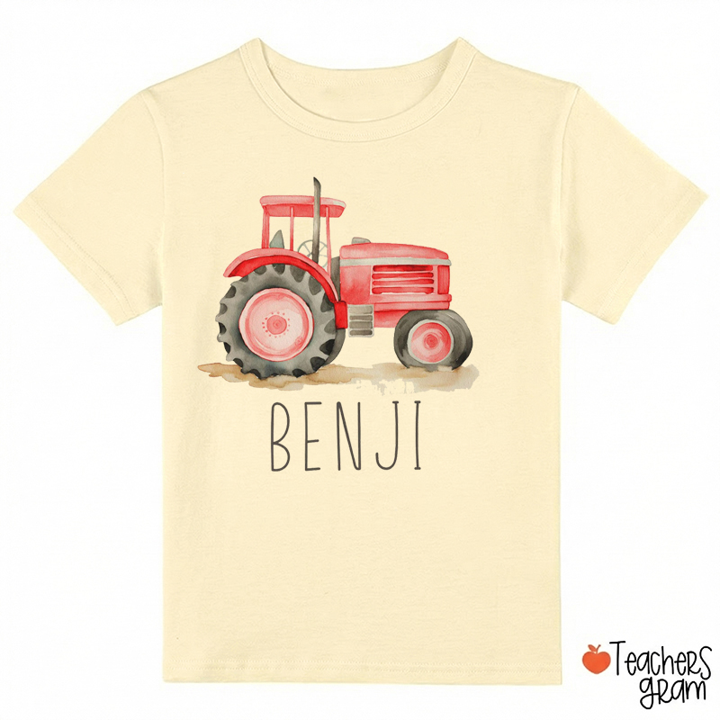 Personalized Tractor Boho Natural Class T-Shirt