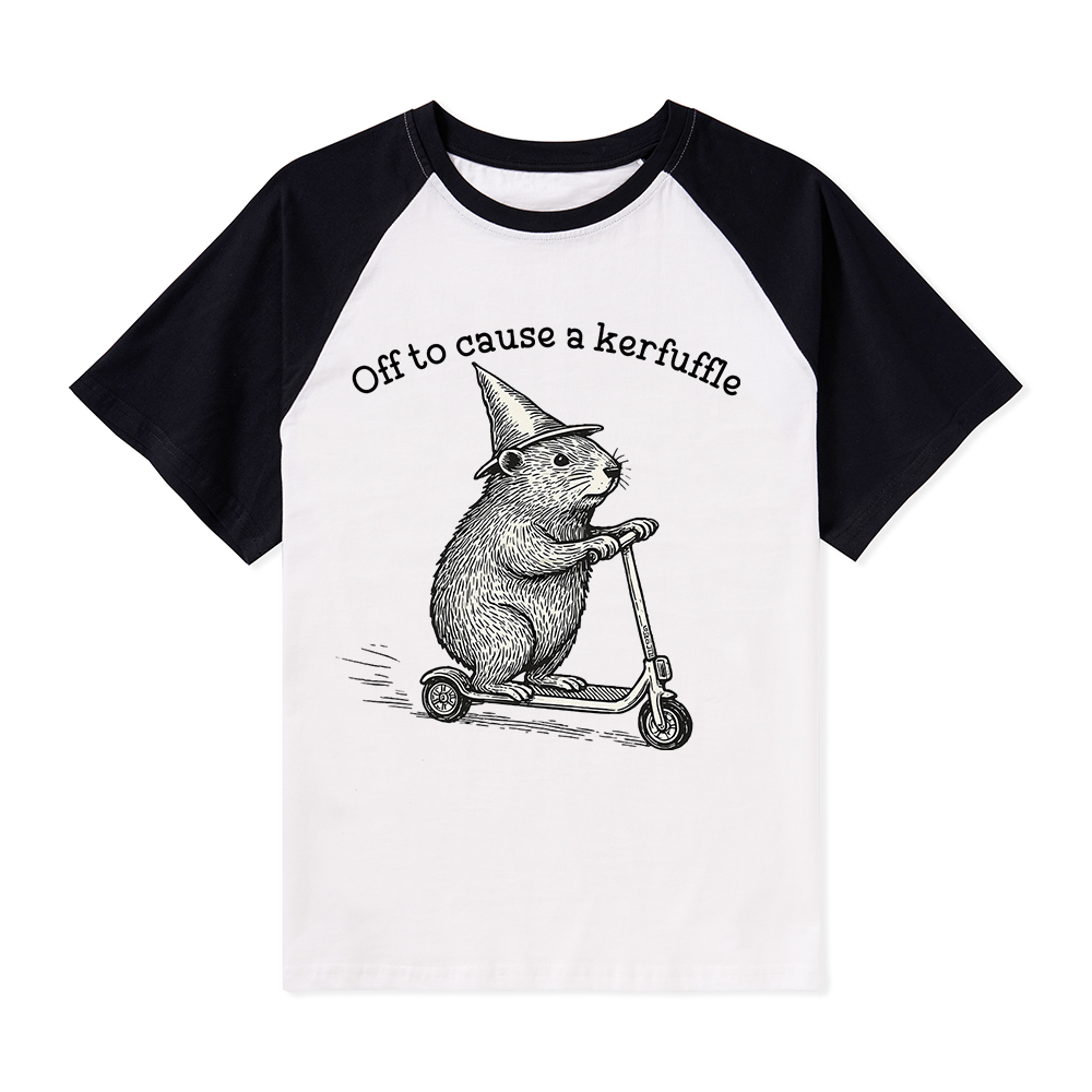 Off To Cause A Kerfuffle Teacher Raglan T-Shirt