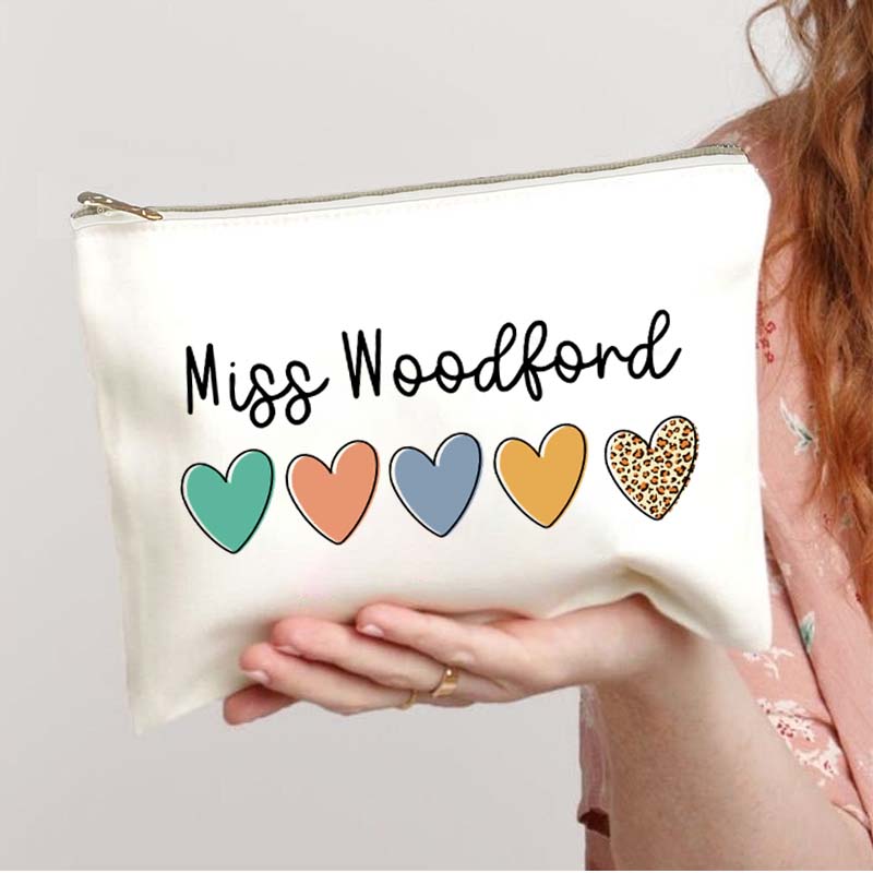 Personalized Colorful Love Teacher Makeup Bag