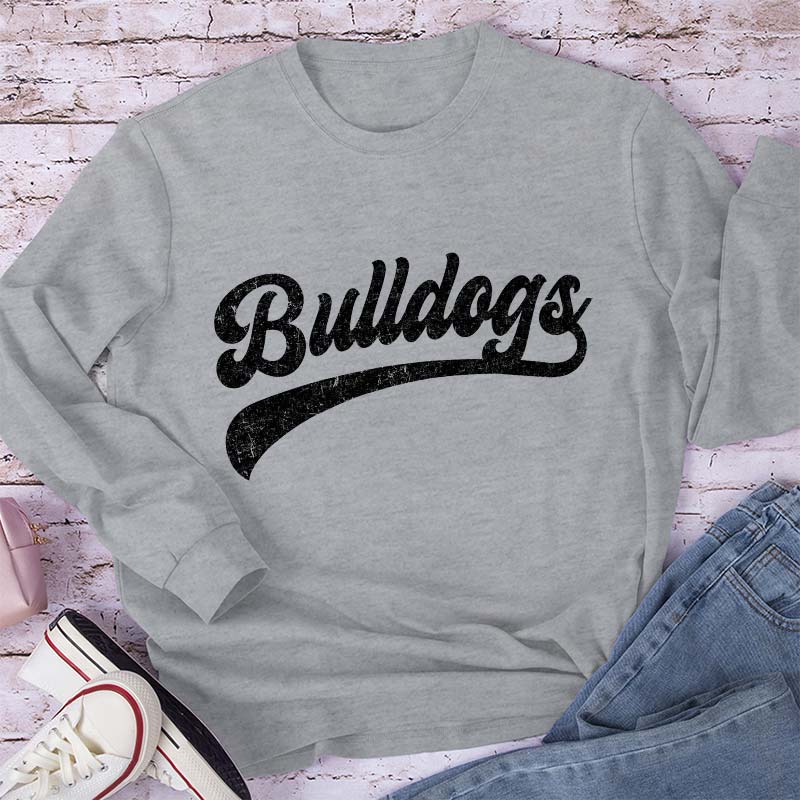 Personalized Mascot Washed And Distressed Print Teacher Long Sleeve T-Shirt