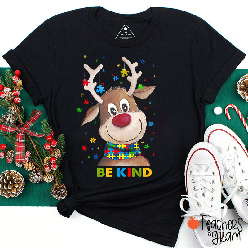 Autism Be Kind Reindeer Teacher T-Shirt