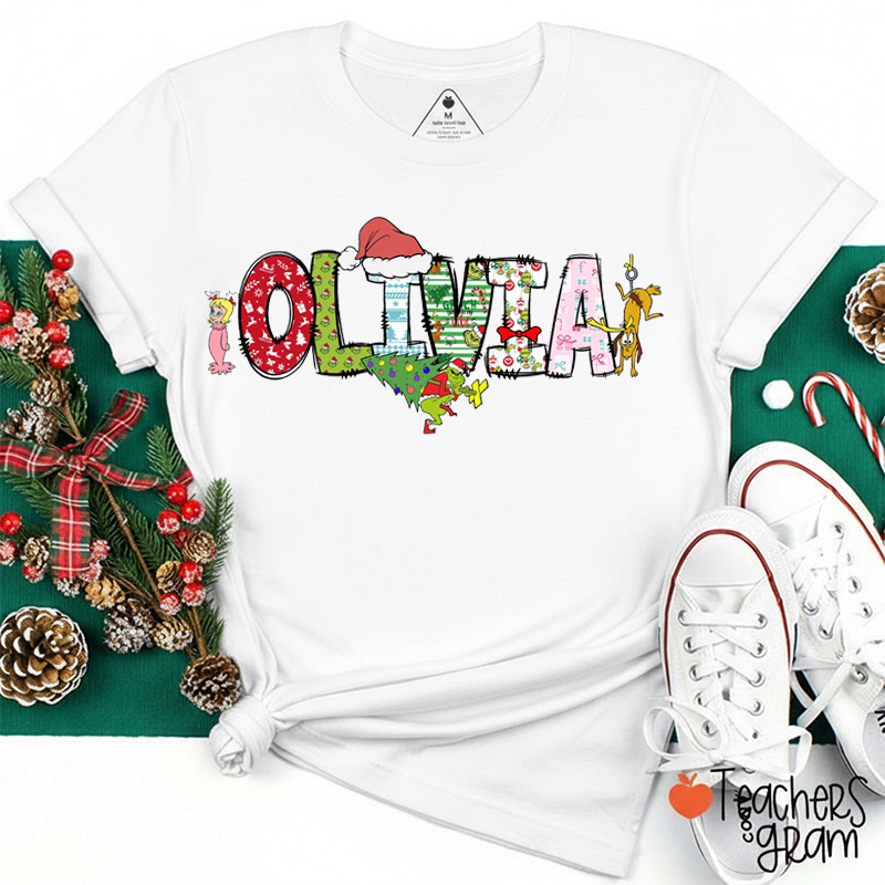 Personalized Name Green Guy Teacher T-Shirt