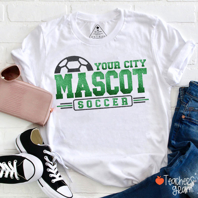 Personalized Mascot And Sport Faux Glitter Teacher T-Shirt